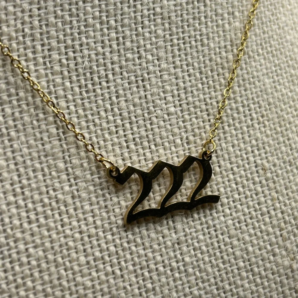 222 Angel Number Necklace Gold or Silver 18 inch length‎ Stainless Steel